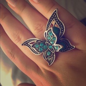 Blue butterfly ring